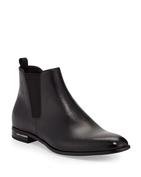 prada saffiano leather chelsea boots black men's 10.5d amazon|Prada Saffiano Leather Chelsea Boots .